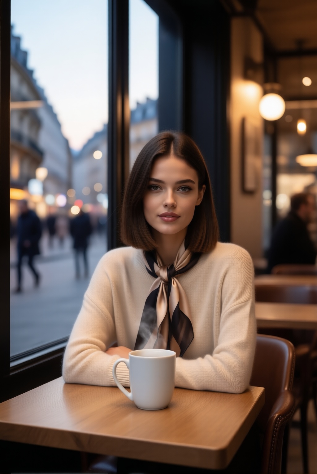 chic 20yo woman,  sharp almond eyes with soft relaxed gaze,  natural matte skin on Tensor.Art