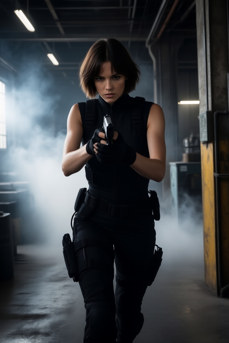 Beautiful spy woman,  20yo,  bob cut hairstyle on Tensor.Art