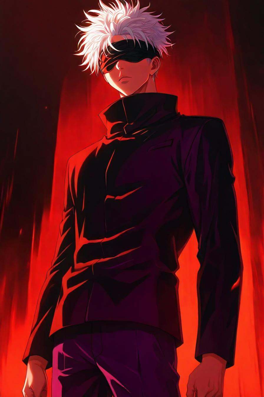 gojou satoru,  white hair,  purple pants on Tensor.Art