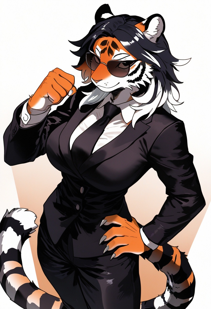 from above,  anthro tiger,  1girl on Tensor.Art