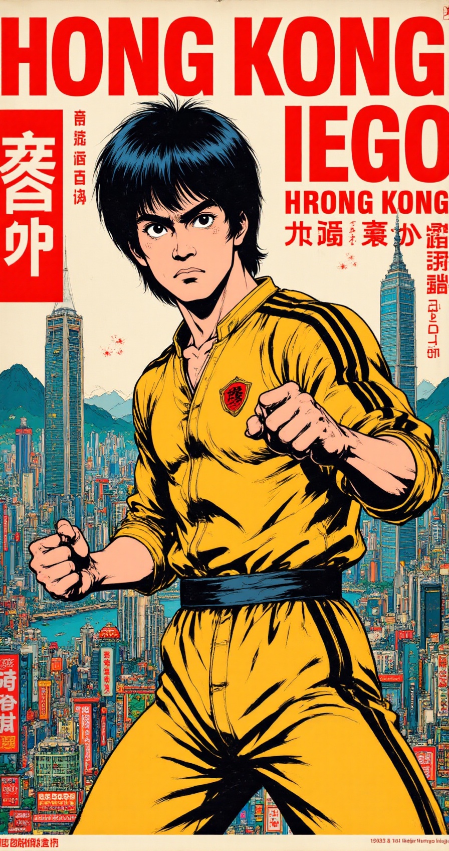 retrotravel,  retro anime style,  martial artist man inspired by Bruce Lee on Tensor.Art