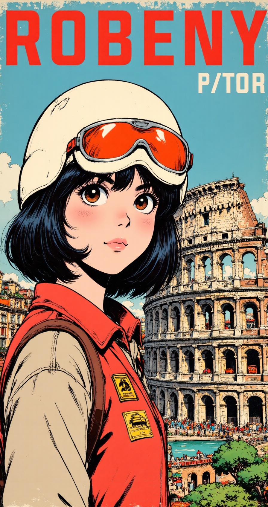 retrotravel,  retro anime style,  girl with short black hair on Tensor.Art