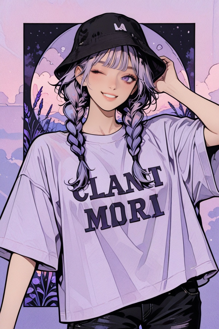 1female,  lavender hair,  bangs on Tensor.Art
