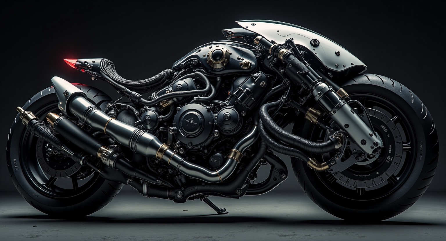 close-up shot of a futuristic motorcycle engine,  ultra sharp details,  complex cables and tubes on Tensor.Art