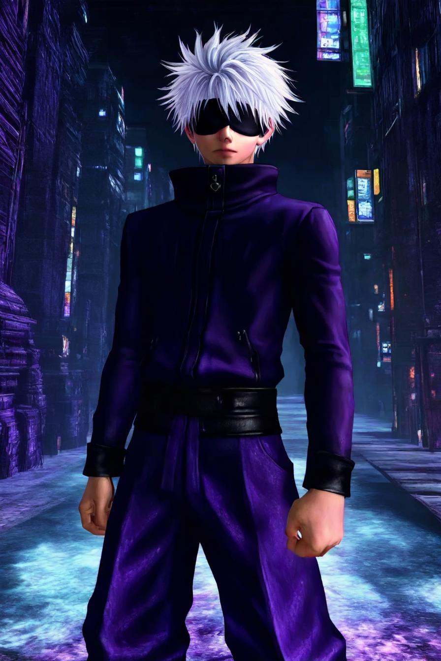 gojou satoru,  white hair,  purple pants on Tensor.Art