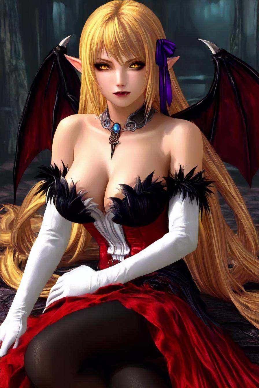 kiss-shot acerola-orion heart-under-blade,  very long hair,  blonde hair on Tensor.Art