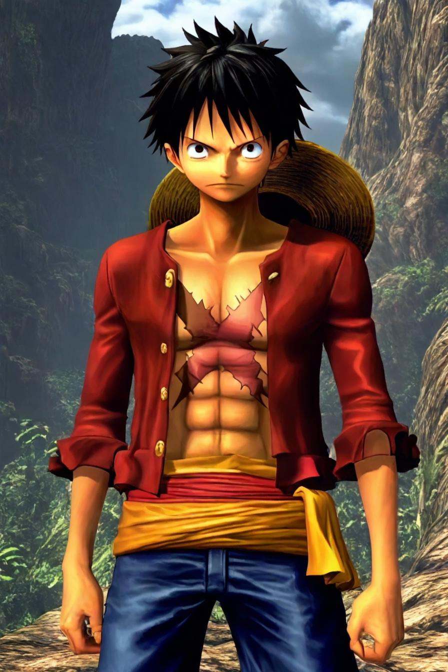 Luffy,  red jacket,  scar on chest on Tensor.Art