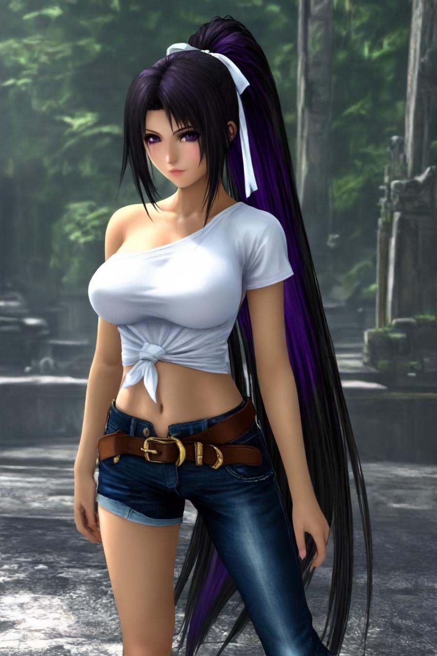 looking at the viewer,  asymmetrical clothes,  navel on Tensor.Art