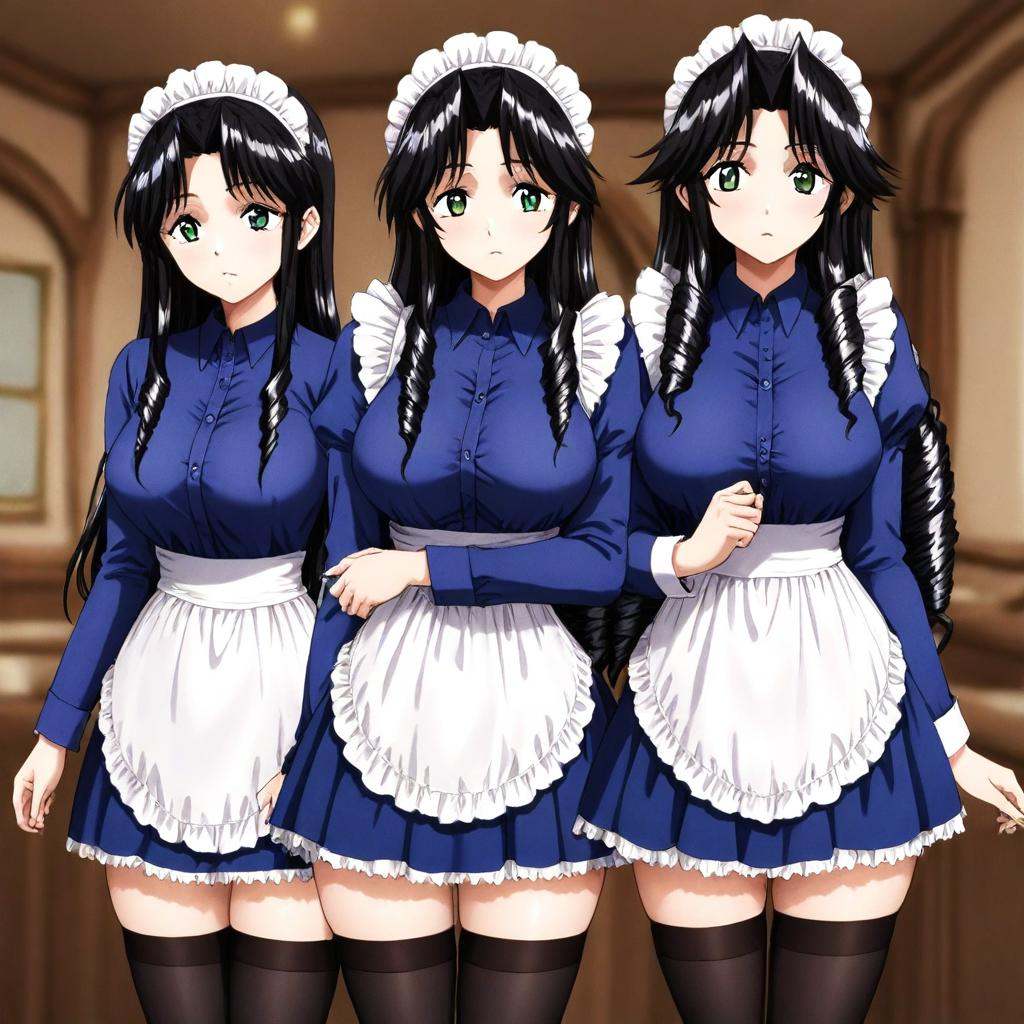 black hair,  long hair,  parted hair on Tensor.Art