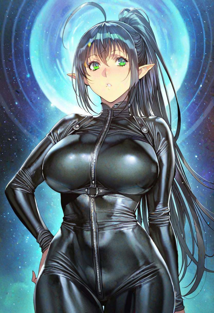 Homure_XL,  1girl,  black tight leather jumpsuit on Tensor.Art