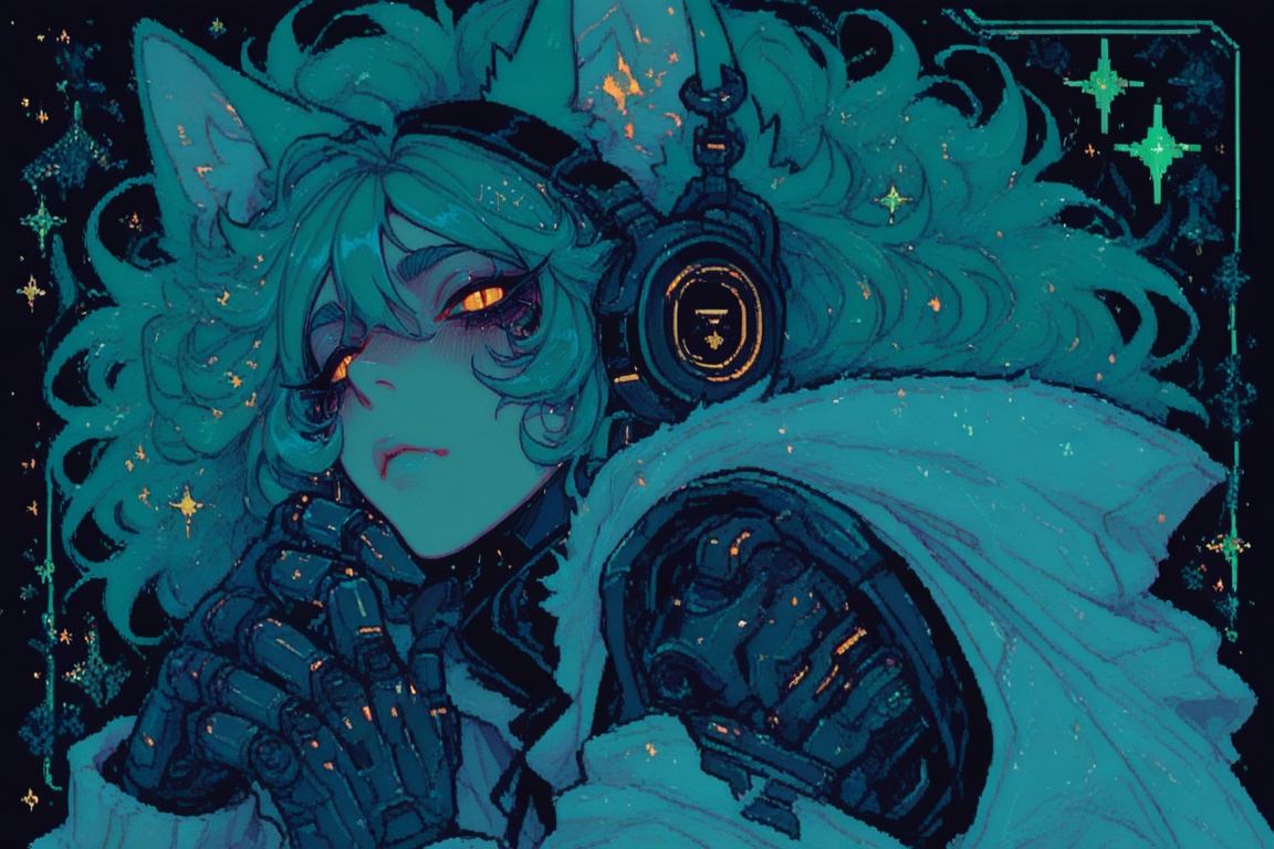 1boy,  cat ears,  headphones on Tensor.Art