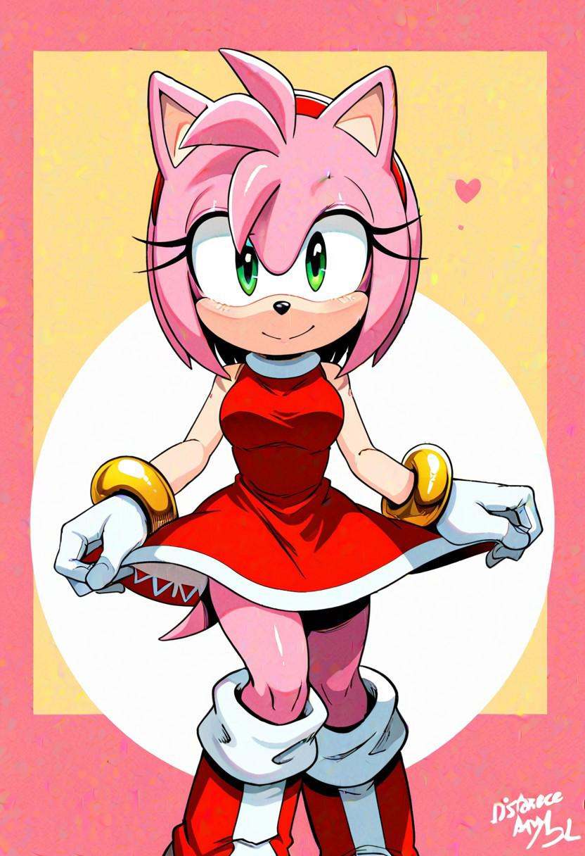 DISTANCE_XL amy rose,  red dress,  white gloves on Tensor.Art