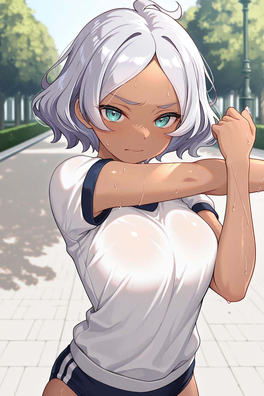 secelia dote,  dark-skinned female,  white nails on Tensor.Art