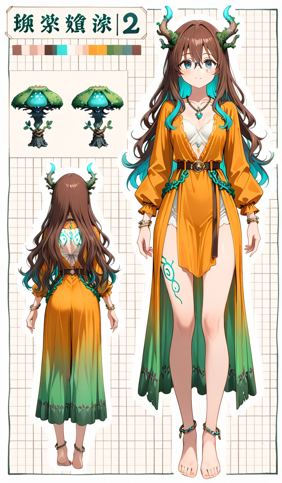 ((Multiple views,  reference sheet,  concept art on Tensor.Art