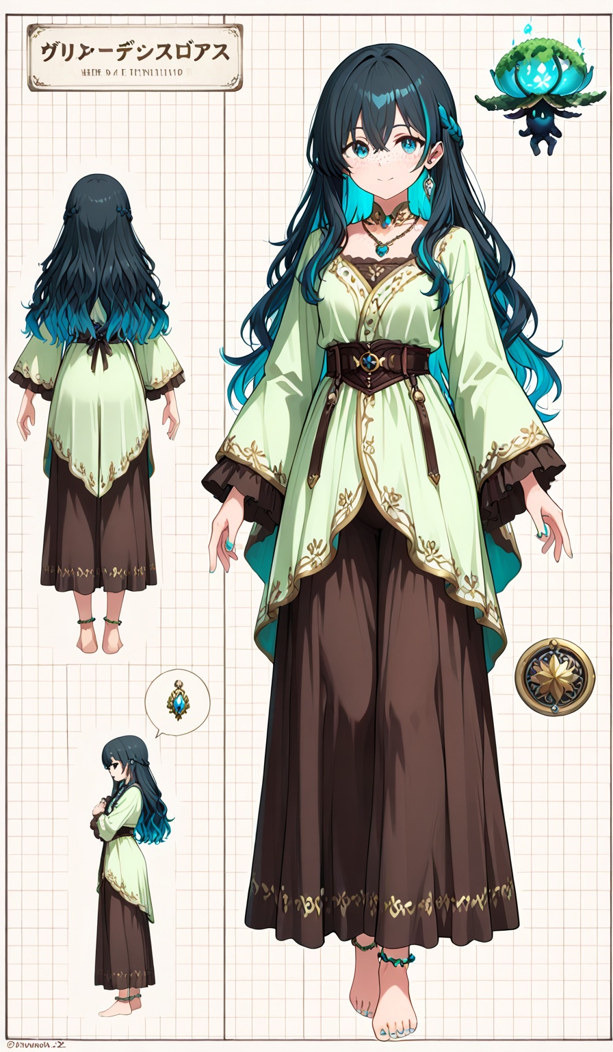 ((Multiple views,  reference sheet,  concept art on Tensor.Art