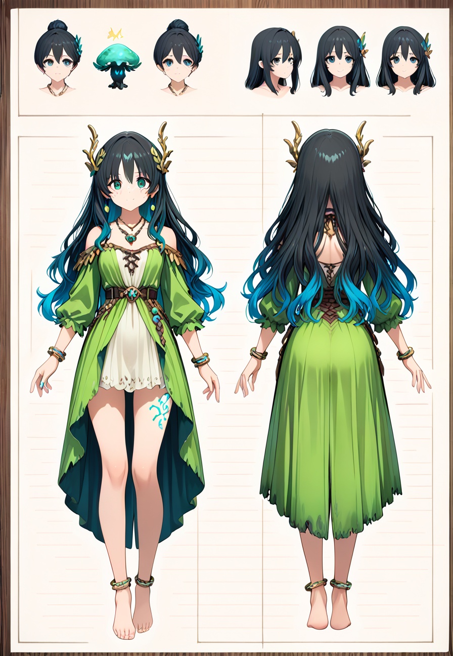 ((Multiple views,  reference sheet,  concept art on Tensor.Art