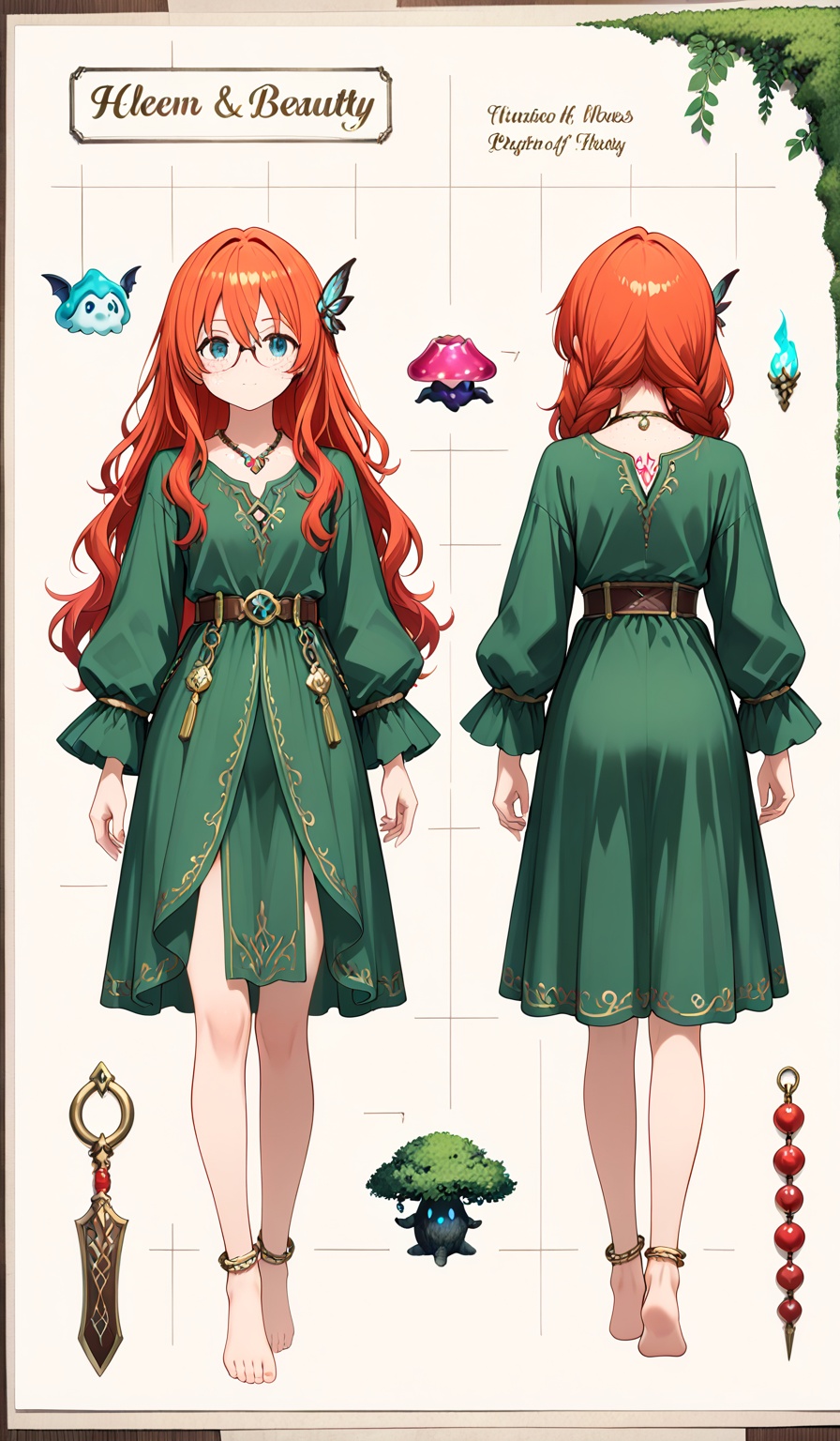 ((Multiple views,  reference sheet,  concept art on Tensor.Art