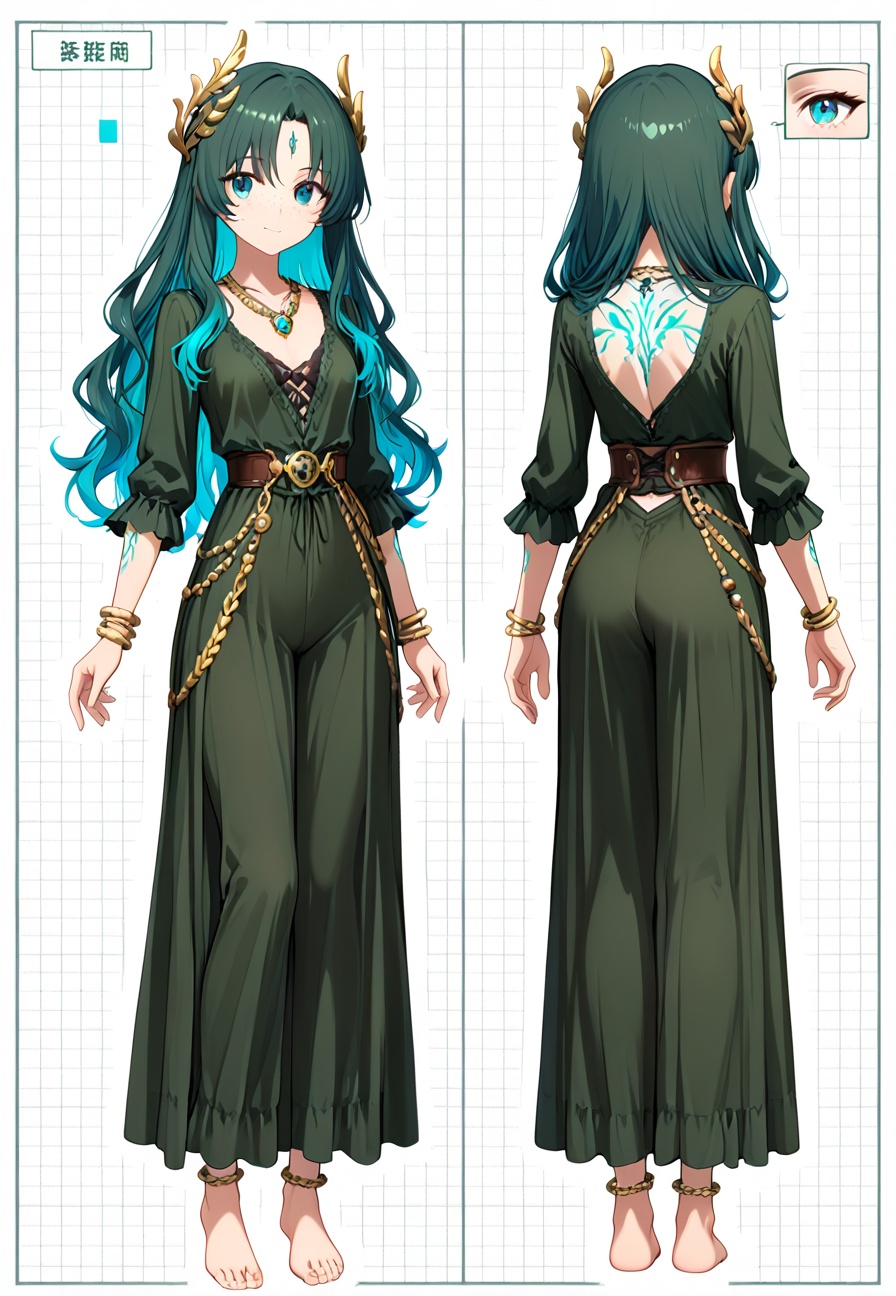 ((Multiple views,  reference sheet,  concept art on Tensor.Art