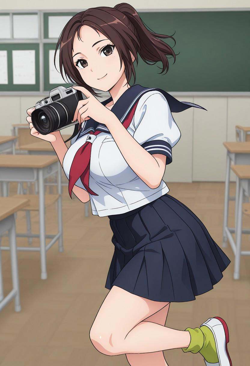 1girl,  solo,  brown hair on Tensor.Art