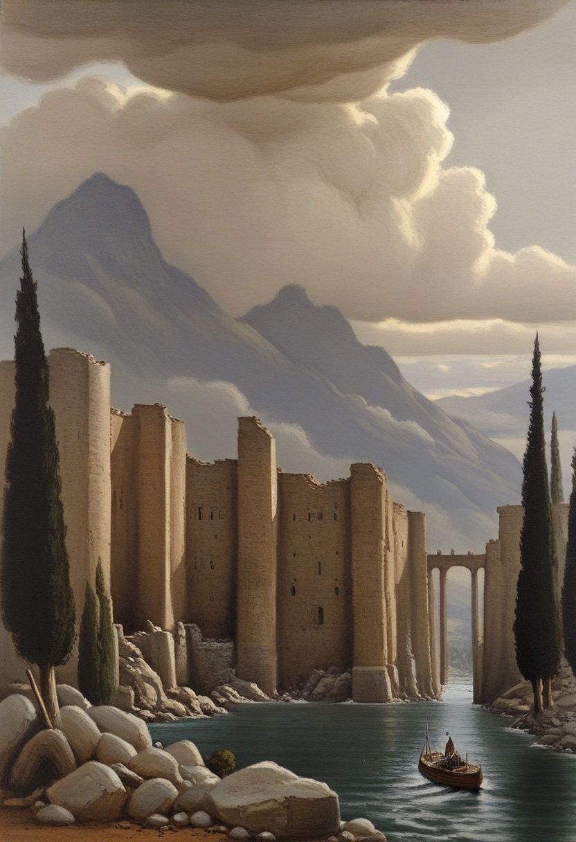 cypress trees,  scenery,  water on Tensor.Art