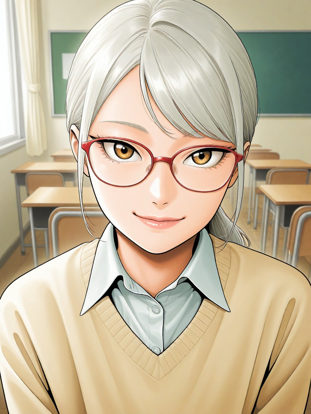 1 girl,  amber_eyes,  tsurime on Tensor.Art