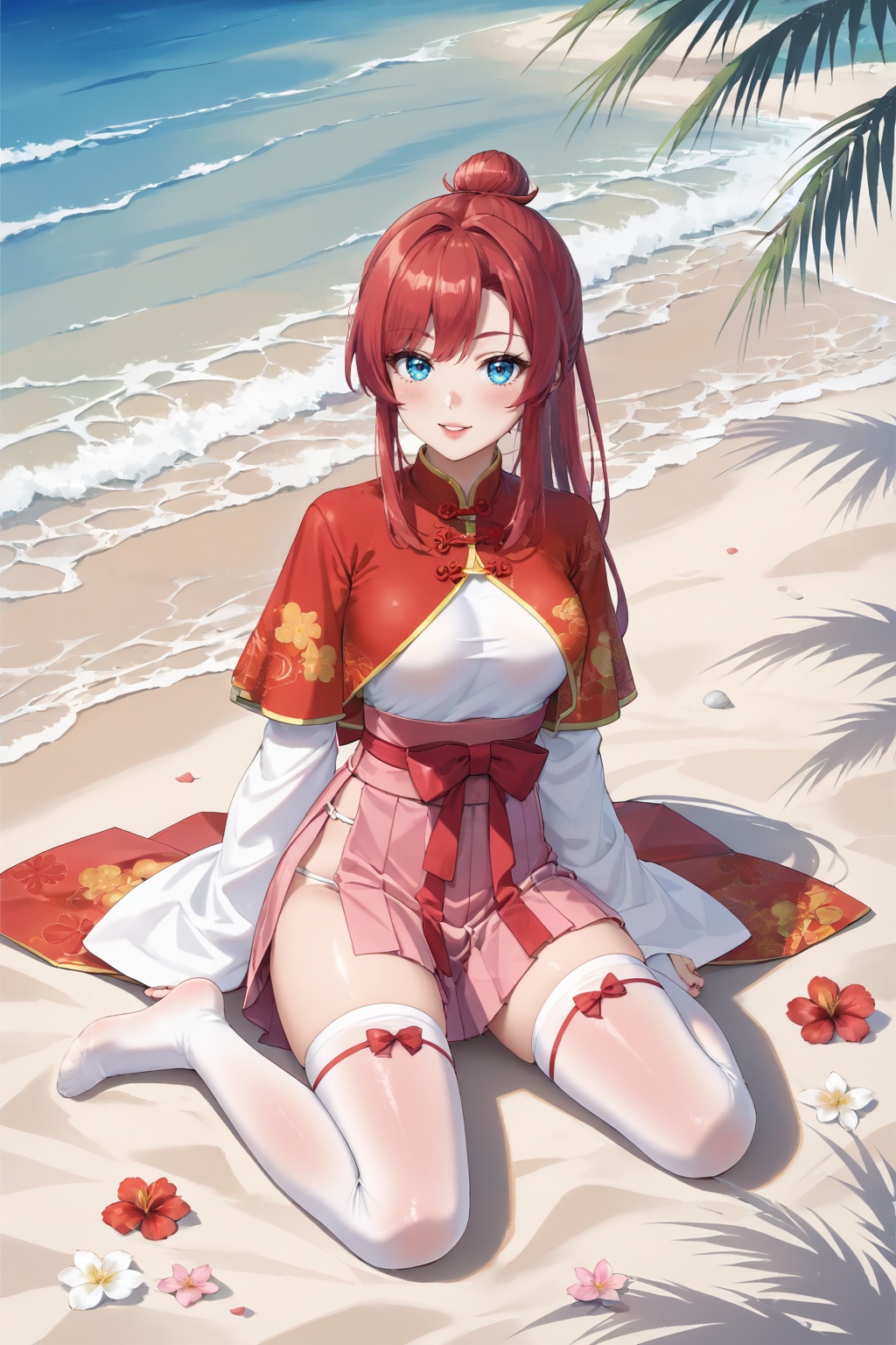 on the beach,  on the beach,  Sit on the ground on Tensor.Art