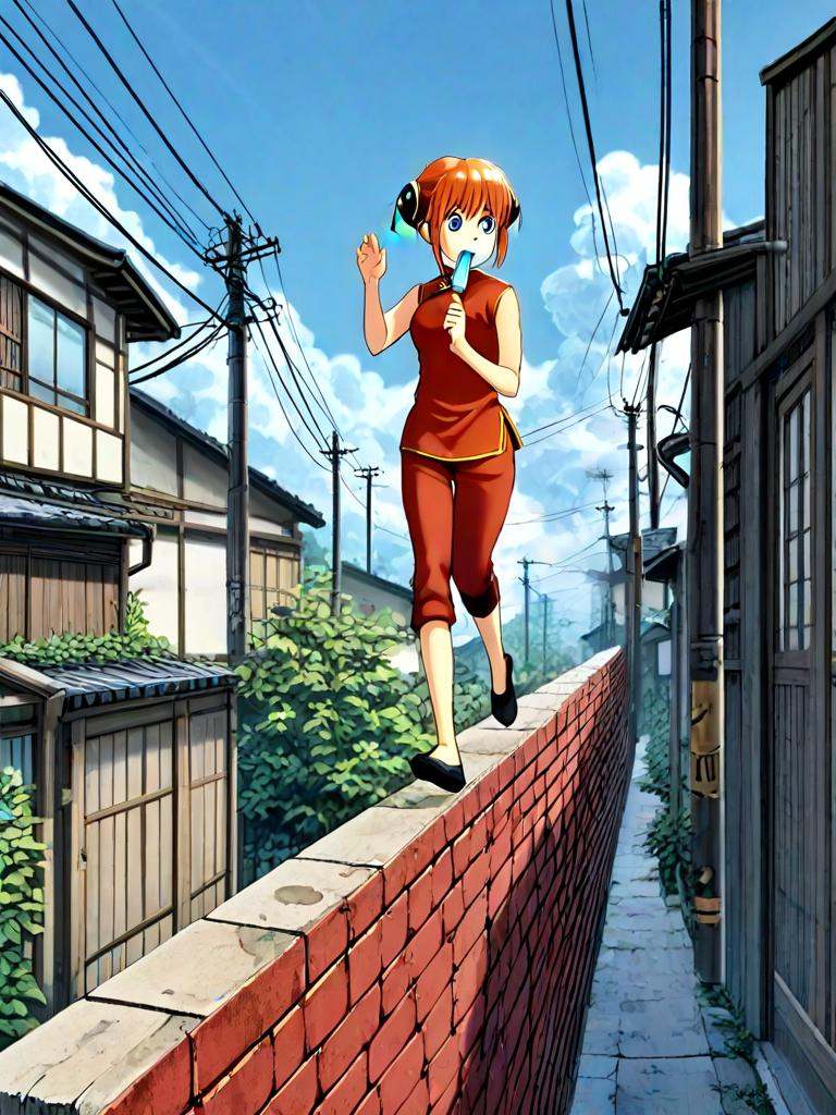 wallwalking,  kagura \(gintama\),  1girl on Tensor.Art