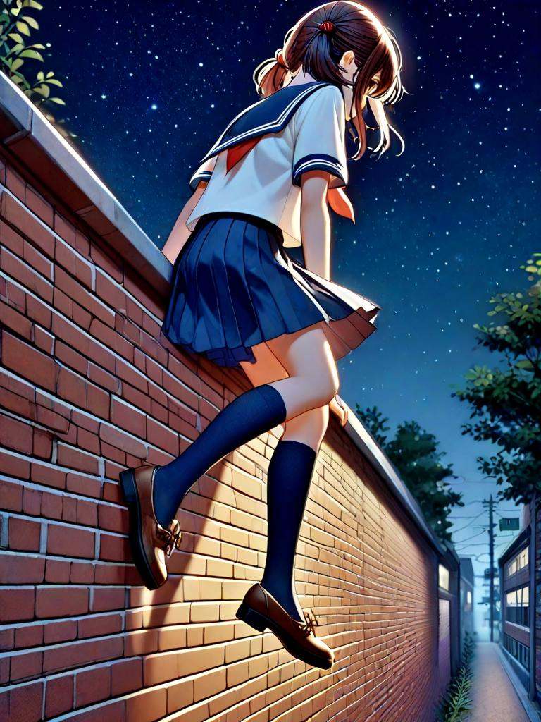 on stomach on wall,  1girl,  solo on Tensor.Art