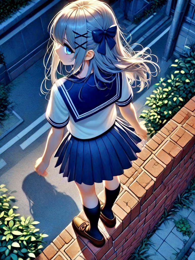 standing on wall,  1girl,  solo on Tensor.Art
