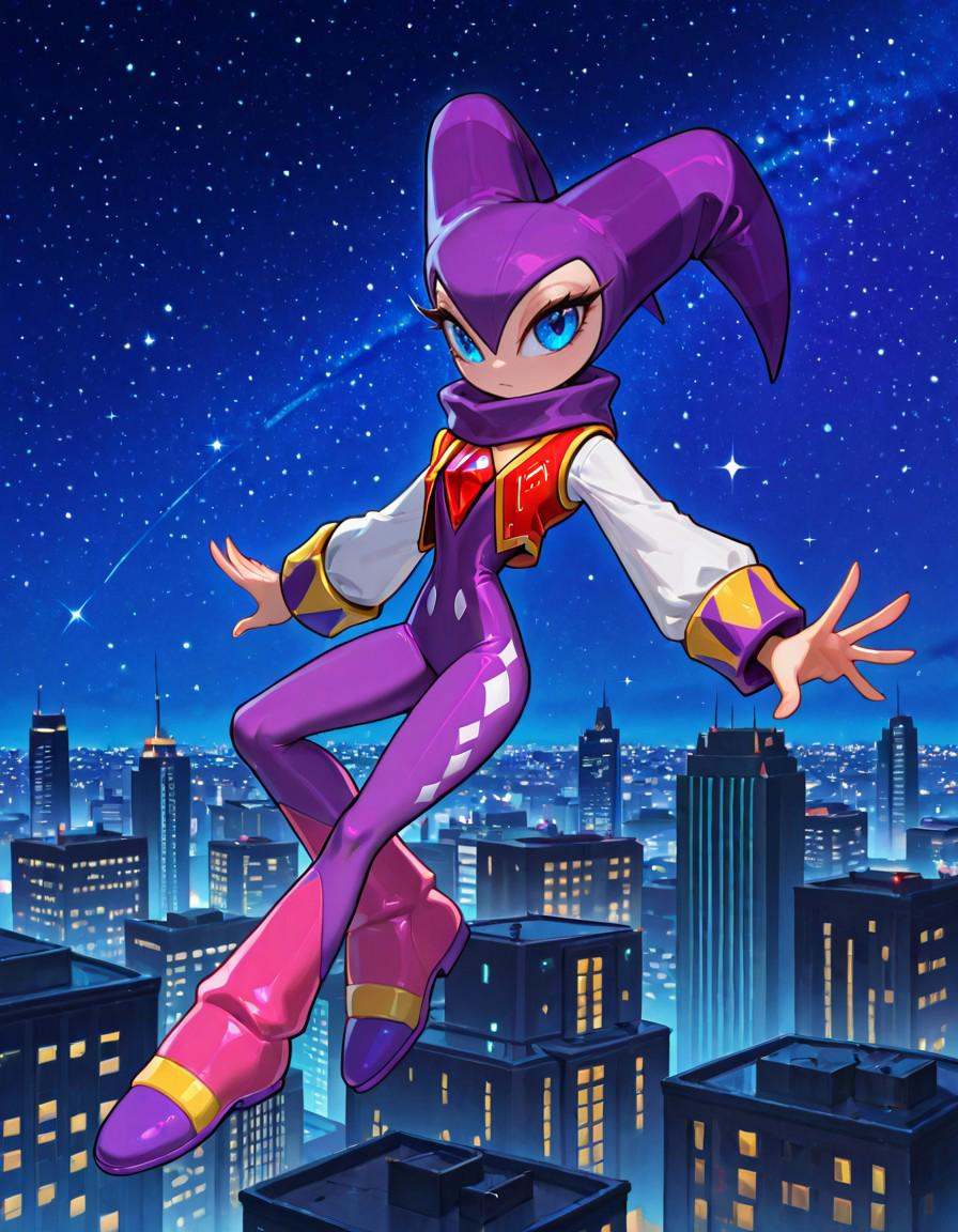 N1ght5,  purple stripped jester hat,  long eyelashes on Tensor.Art