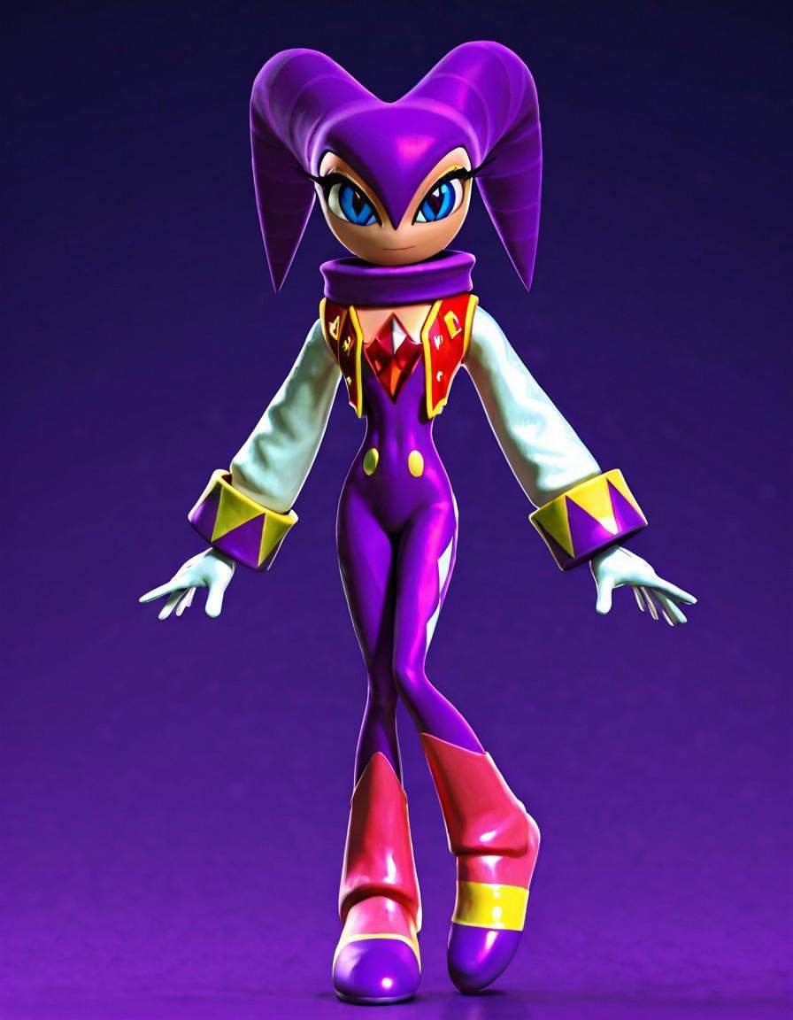 N1ght5,  purple stripped jester hat,  long eyelashes on Tensor.Art
