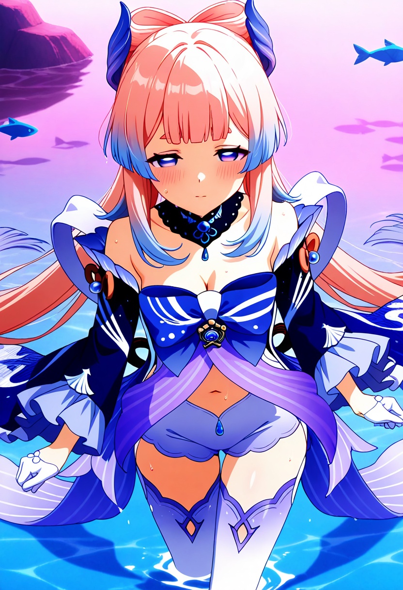 1girl,  sangonomiya kokomi,  midriff on Tensor.Art
