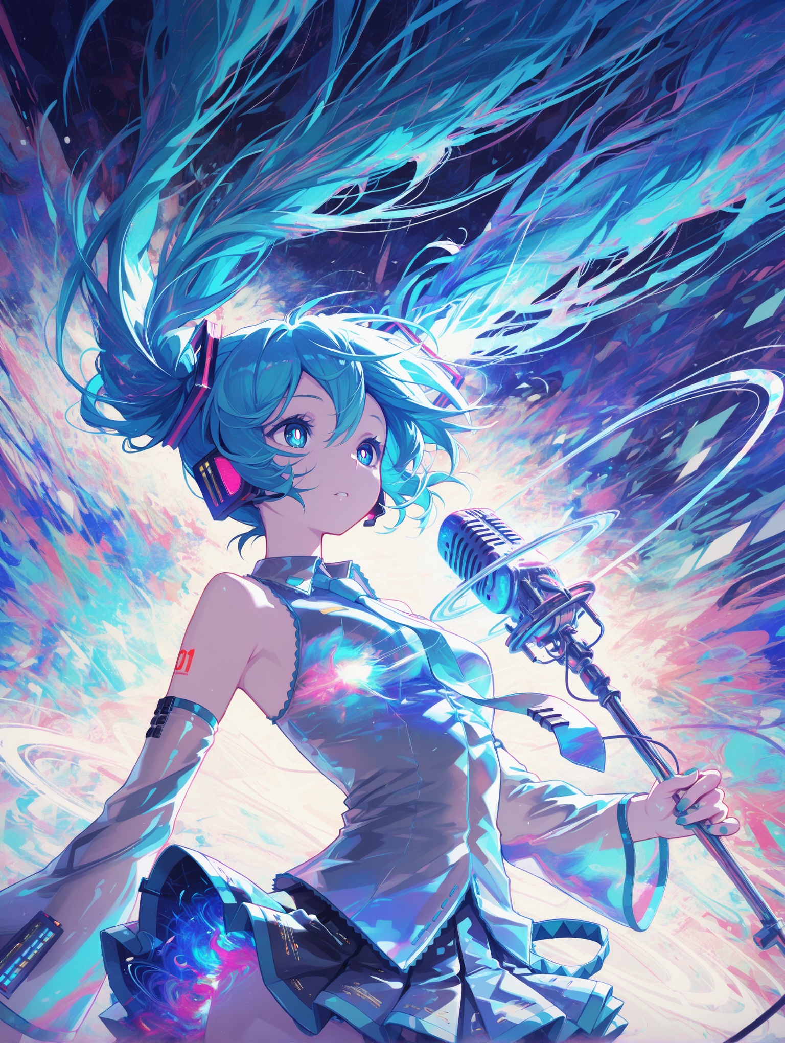 1girl,  hatsune miku,  white pupils on Tensor.Art