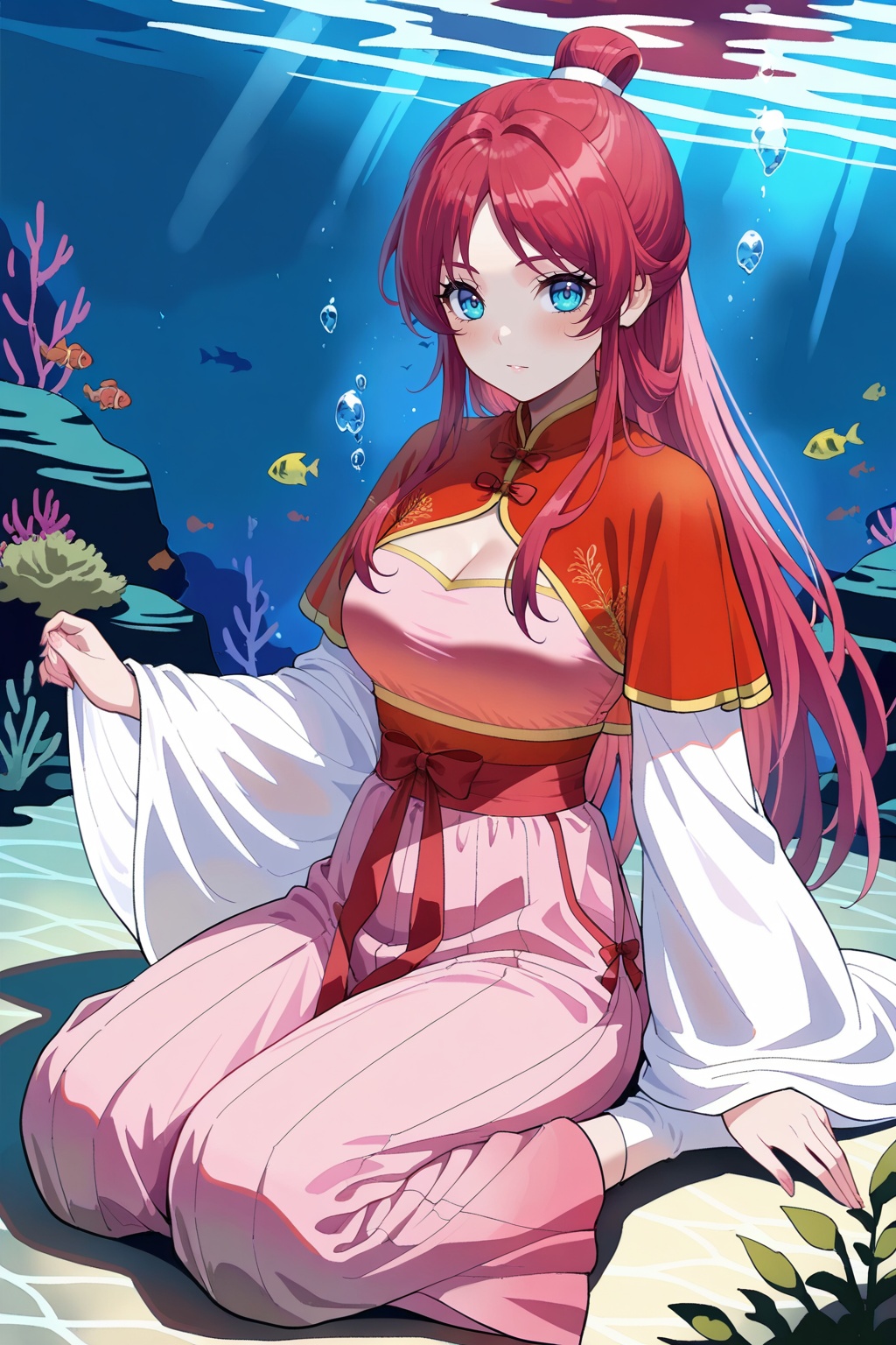 underwater,  underwater,  Sit on the ground on Tensor.Art