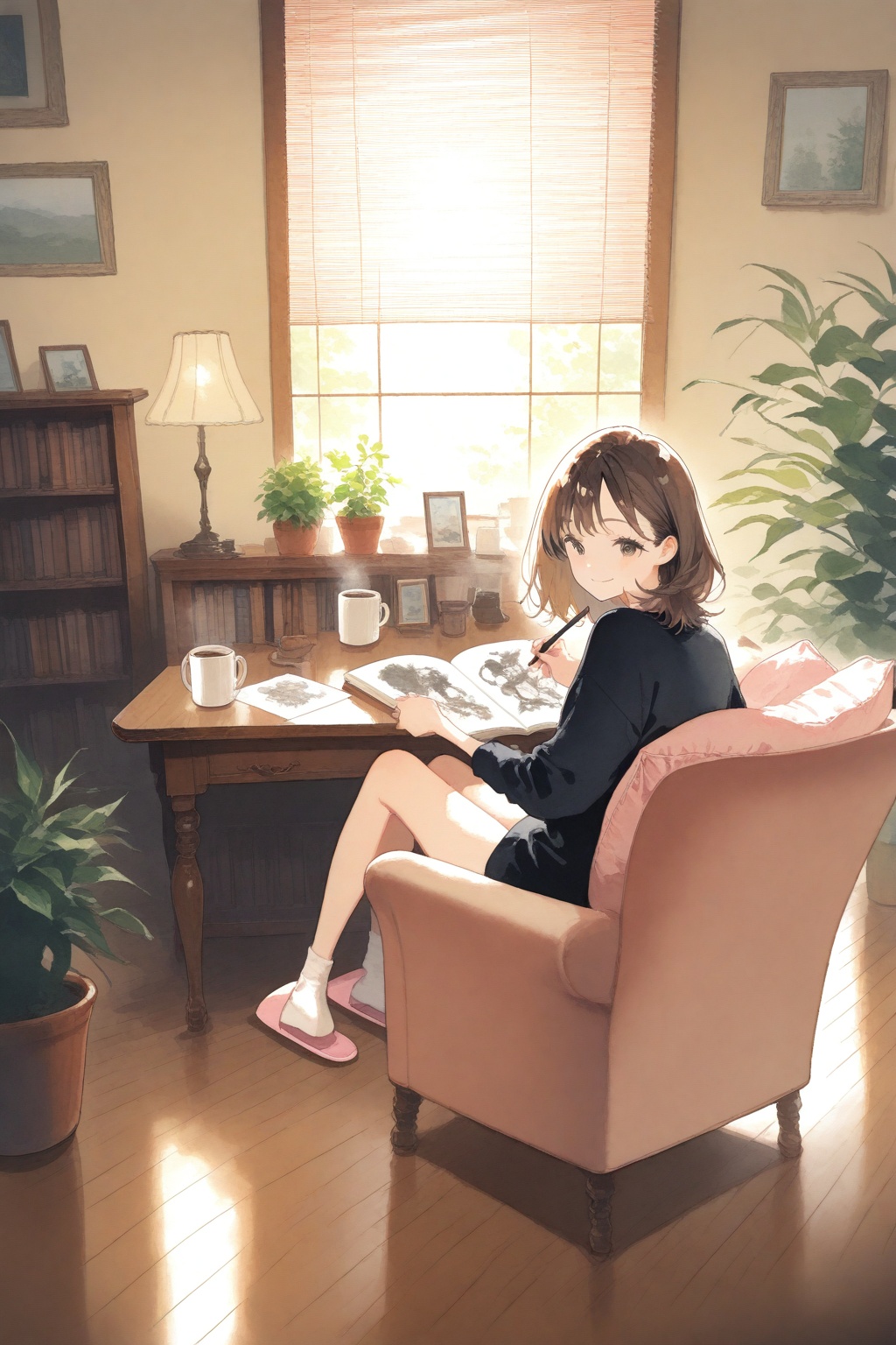 1girl,  indoors,  closed mouth on Tensor.Art