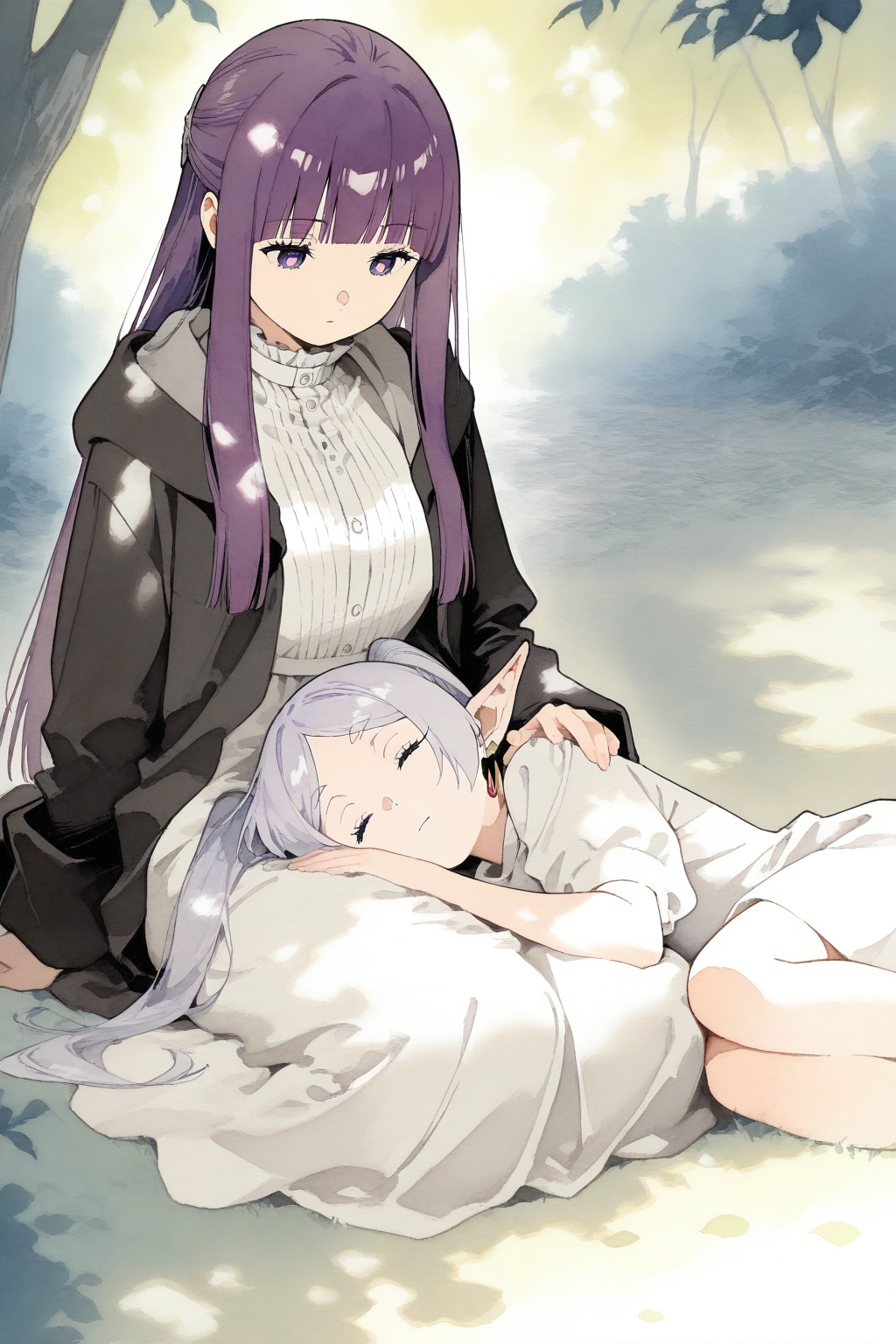 2girls,  frieren,  fern \(sousou no frieren\) on Tensor.Art