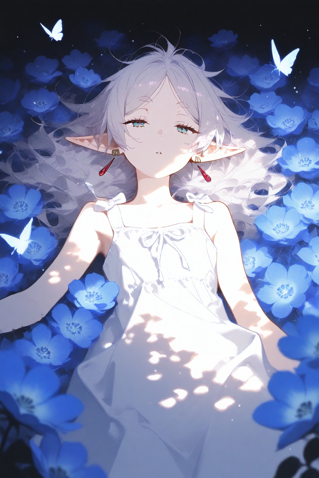 1girl,  frieren,  blue flower on Tensor.Art