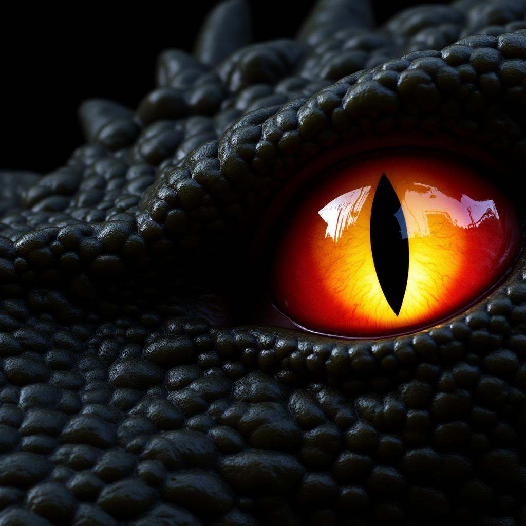 cinematic film still of In perfect eye style a photo of a Different sclera eyes of a close up of a full dragon's eye with...
