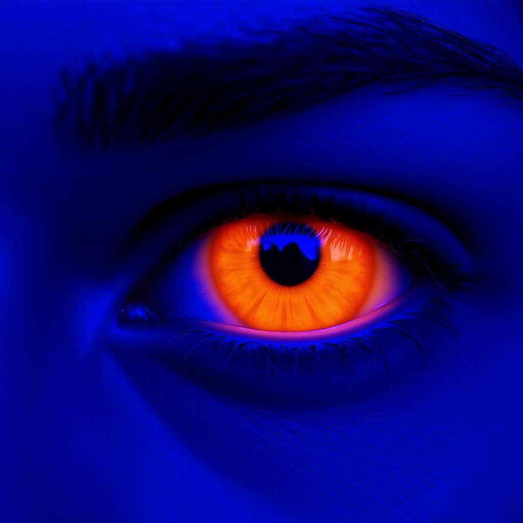 cinematic film still of In perfect eye style a photo of a Glowing sclera eyes of a close up of a person's eye with a glowi...