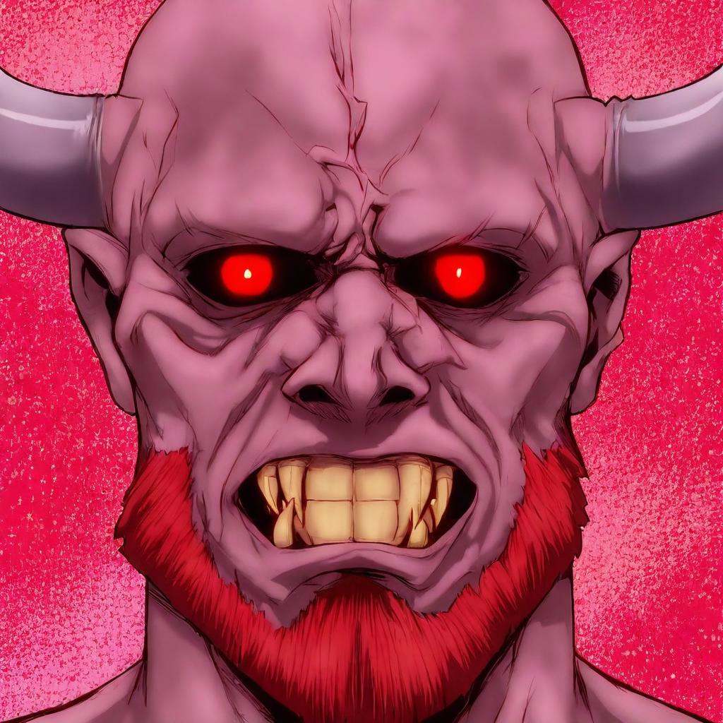 anime artwork of In perfect eye style a photo of a Glowing sclera eyes of a monster with a horned head and a red light,  s...