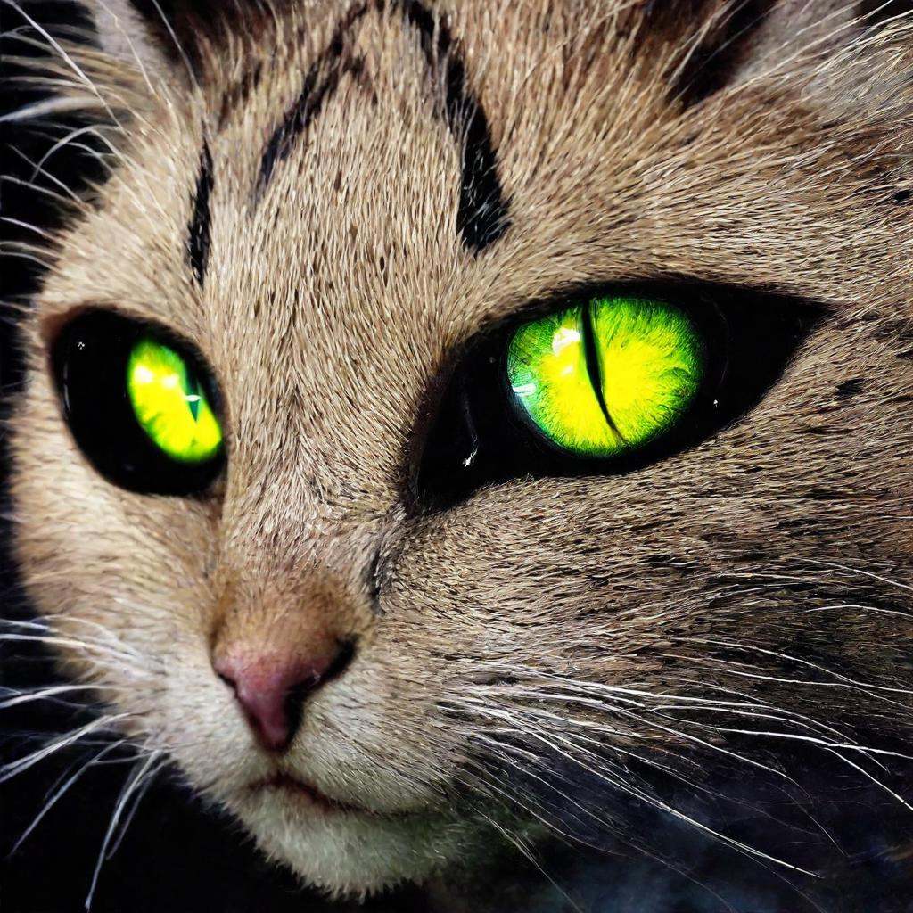 anime artwork of In perfect eye style a photo of a cat sclera eyes of a black cat with green eyes in the dark,  sharp,  de...