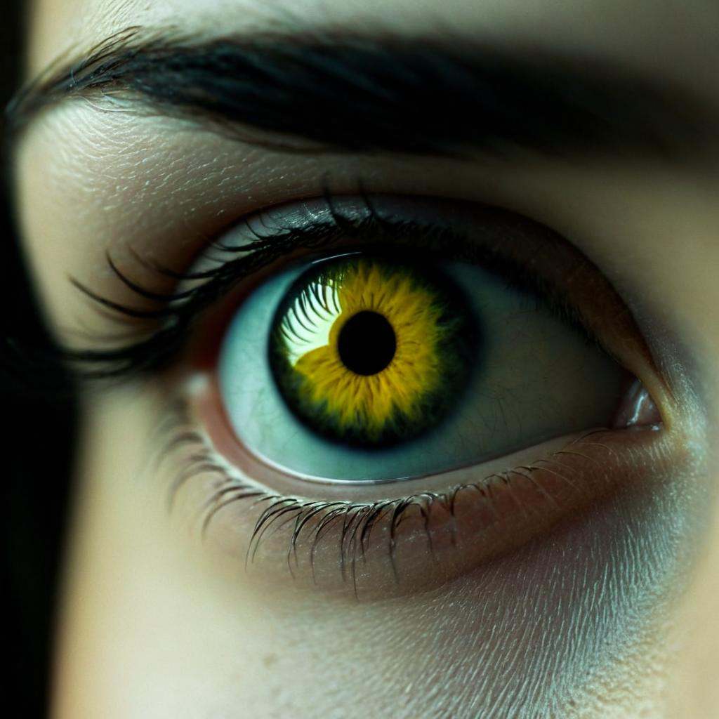 cinematic film still of a close up of a person's eye with a yellow eye,  shallow depth of field,  vignette on Tensor.Art