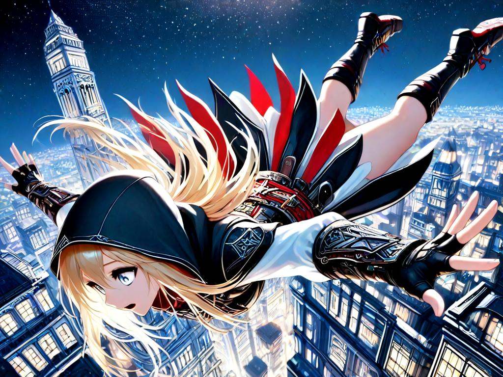 leap of faith,  falling,  1girl on Tensor.Art