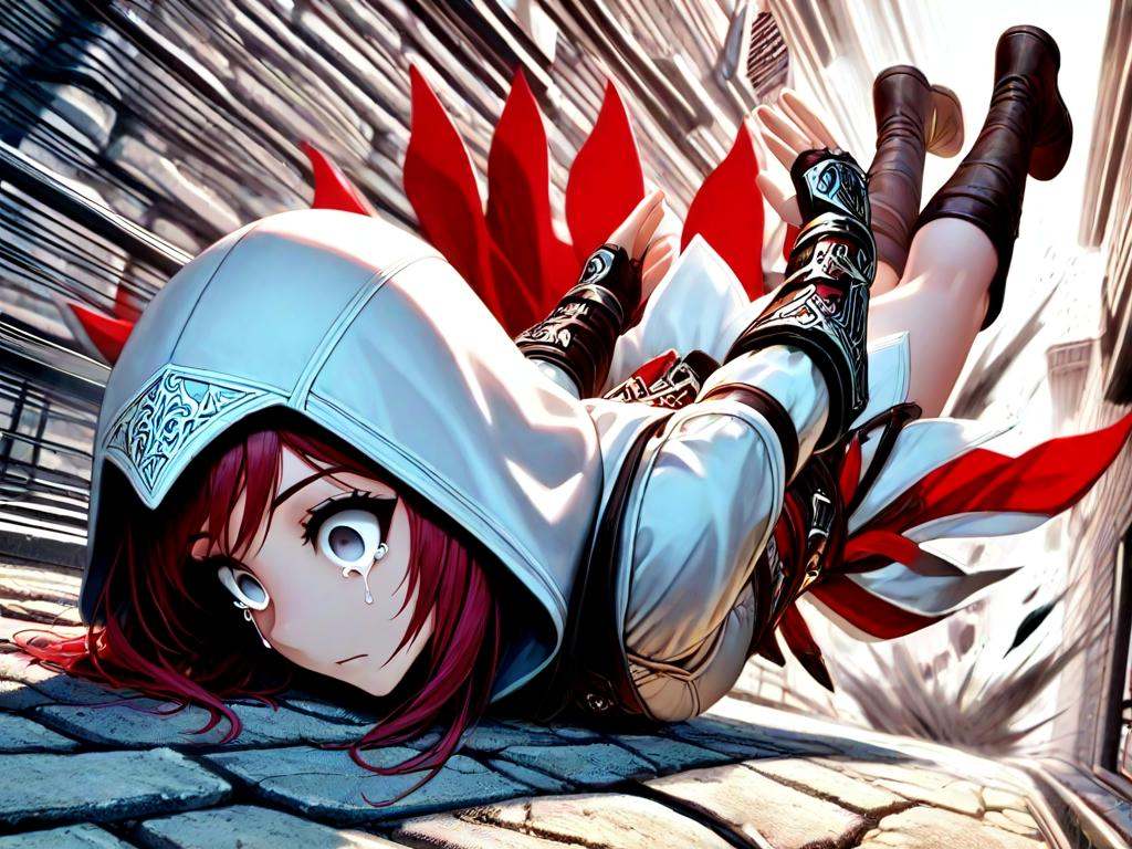 leap of faith,  falling on ground,  streaming tears on Tensor.Art