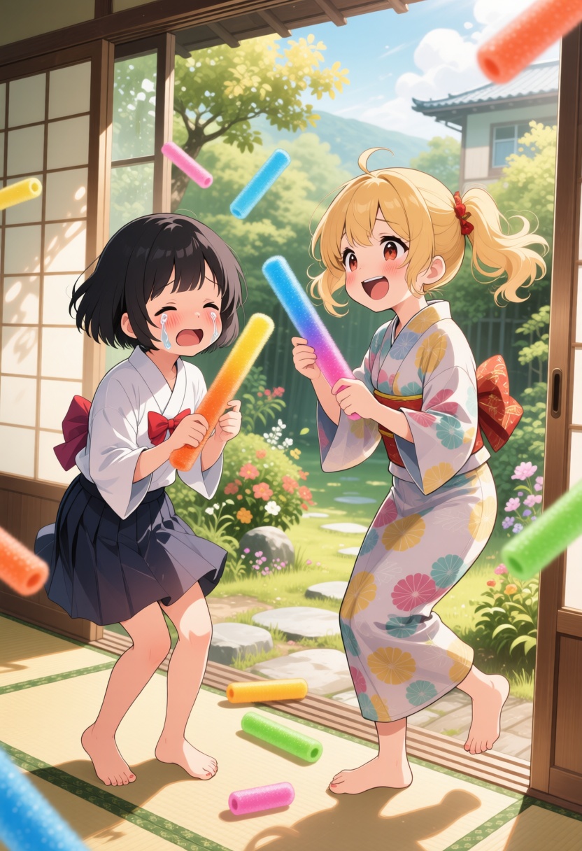 high quality illustration,  anime style,  playful nostalgic scene on Tensor.Art