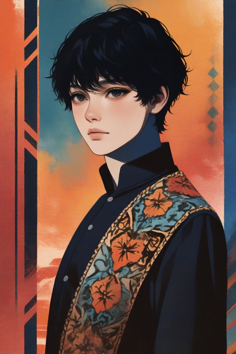 1boy,  solo,  black hair on Tensor.Art