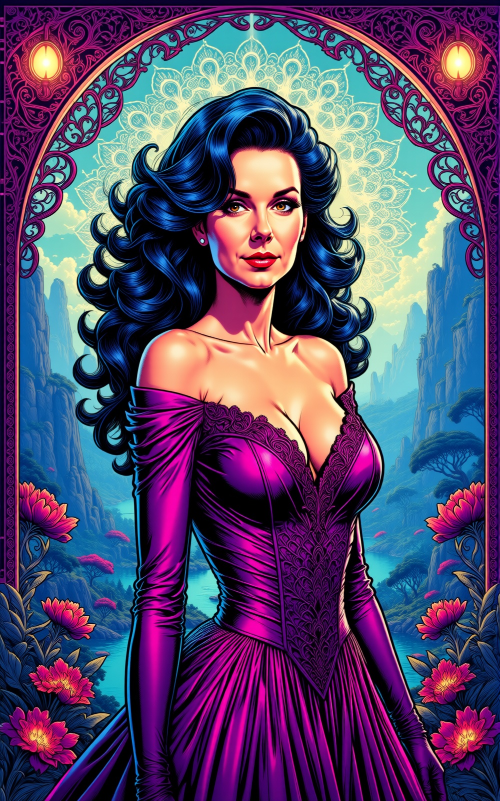 Phantom Lady,  comic character of Phantom Lady looks like a happy and beautiful woman,  upper body portrait on Tensor.Art