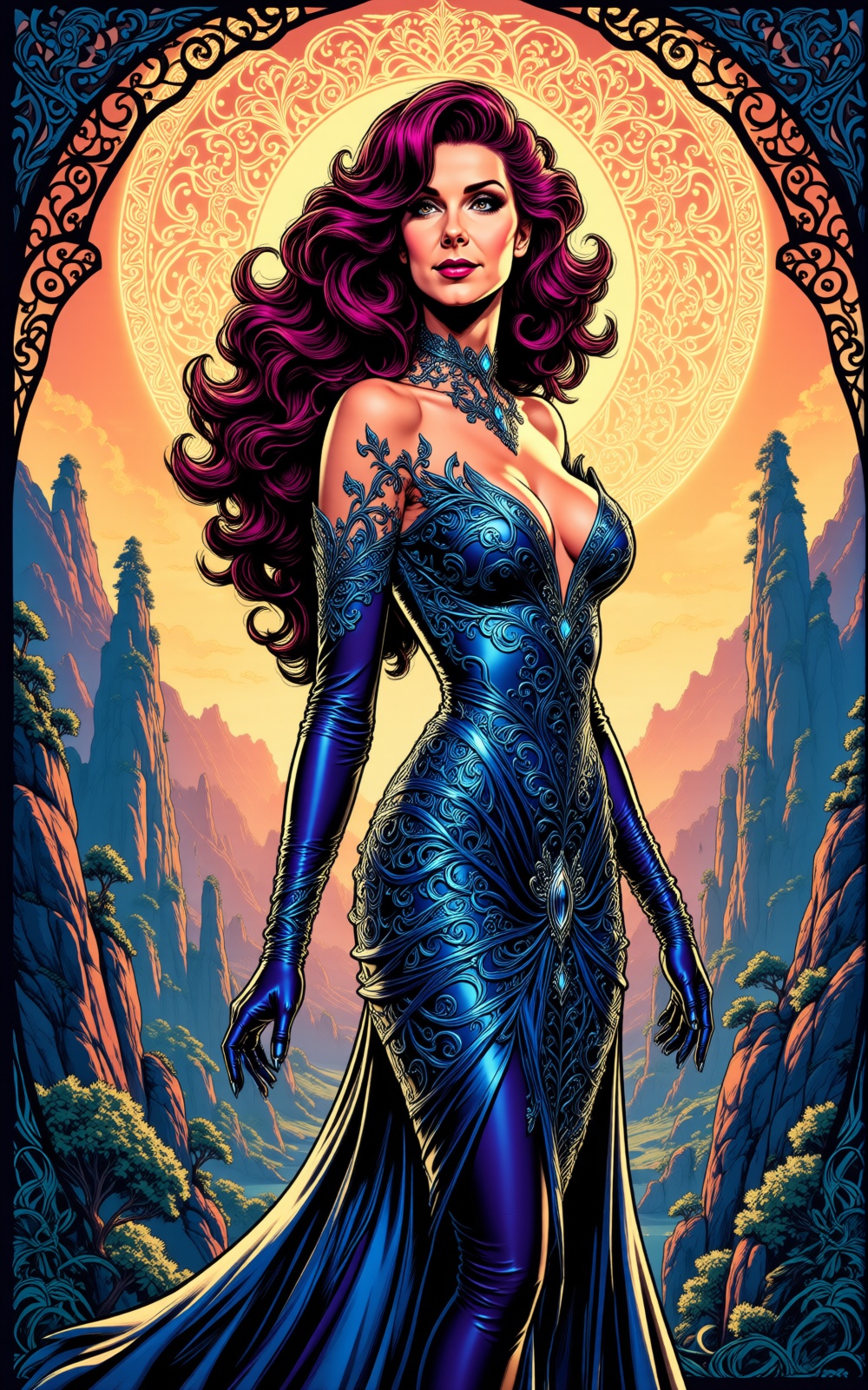 Phantom Lady,  comic character of Phantom Lady looks like a happy and beautiful woman,  upper body portrait on Tensor.Art