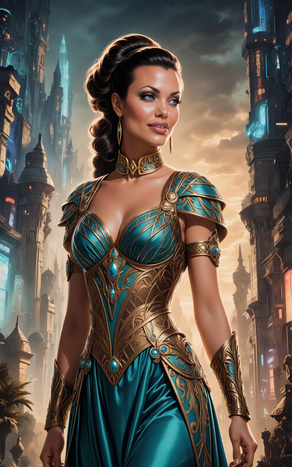 Dejah Thoris,  Comic Character Dejah Thoris looks like a happy and beautiful woman,  upper body portrait on Tensor.Art