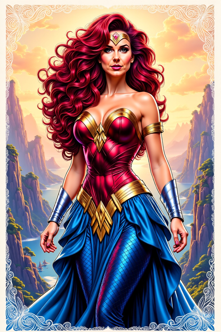 Mera,  comic character of Mera looks like a happy and beautiful woman,  upper body portrait on Tensor.Art